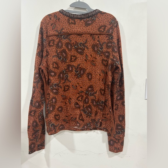 Anthropologie DR2 Waffle Knit Embroidered Paisley size L thumb hole - Picture 4 of 5